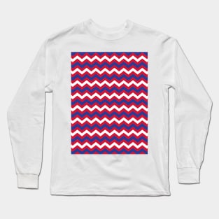 Red White and Blue Chevron Zigzag Pattern Long Sleeve T-Shirt